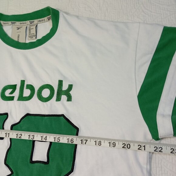 Reebok X Forever 21 Mens Sports Tee With 58 Graphic White & Green Size M - Picture 5 of 6